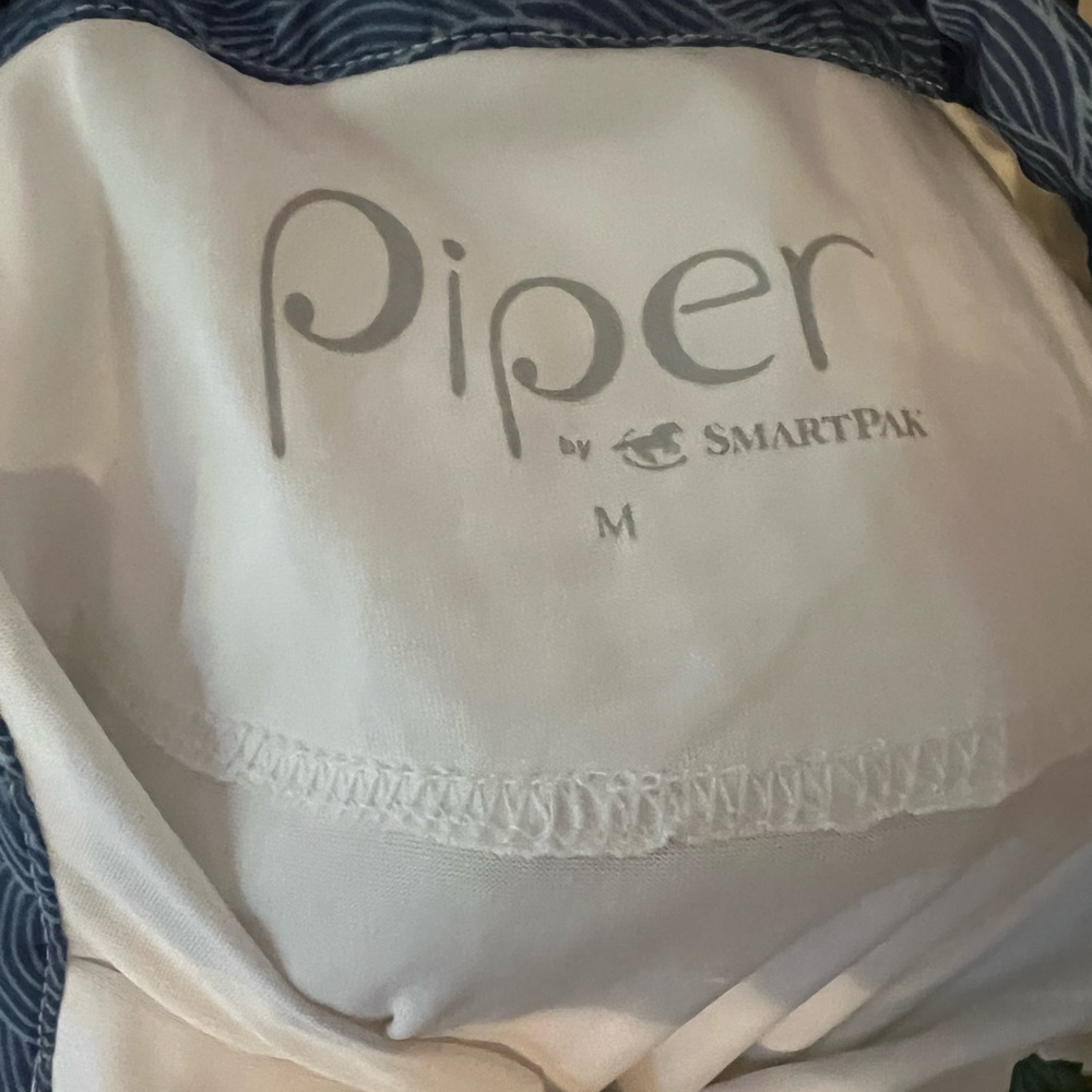 Piper by Smartpak WomensWhite Shirt with Patterned Blue Collar - Picture 7 of 7